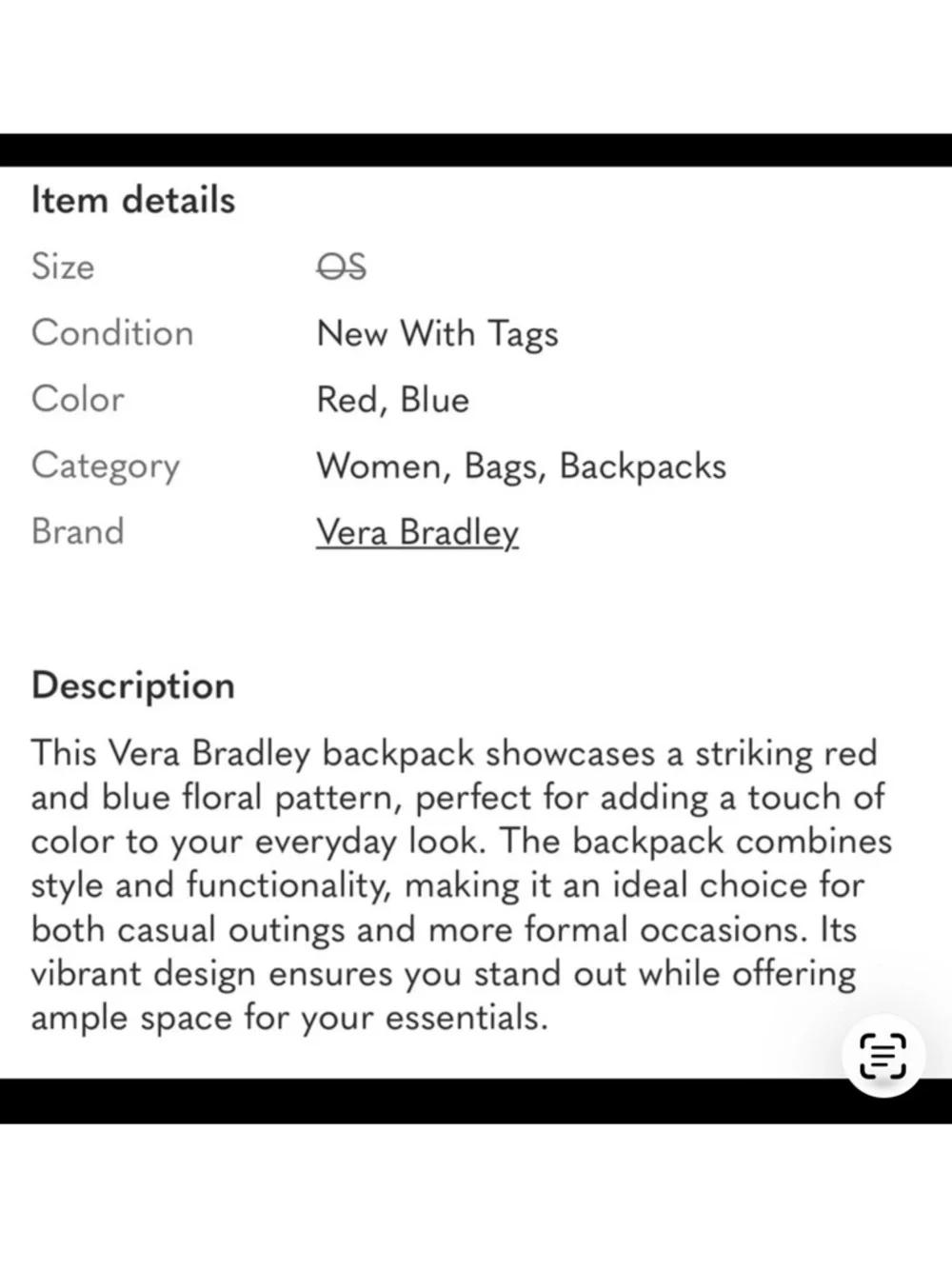 NWT Vera Bradley Multicolor Floral Crossbody Bag/Sling Backpack
